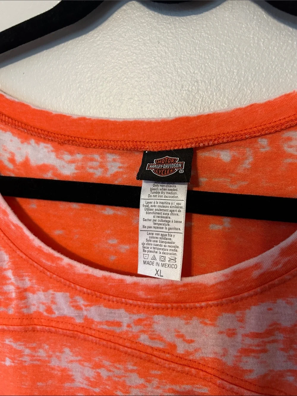 Harley-Davidson Orange and White Burnout Short Sleeve Tee
